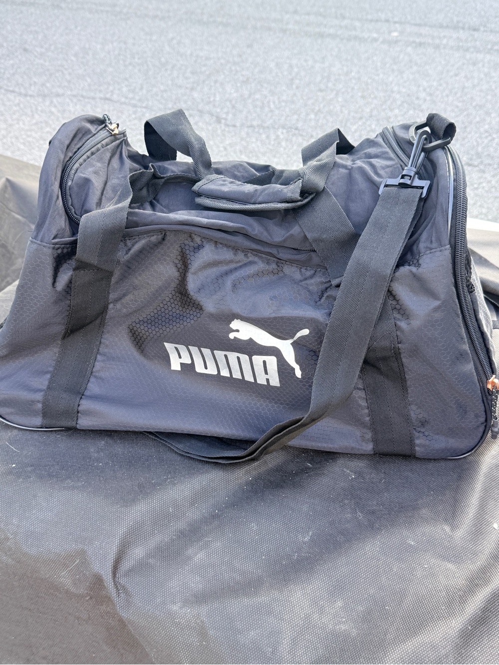 PUMA Black Duffel Bag with White Logo